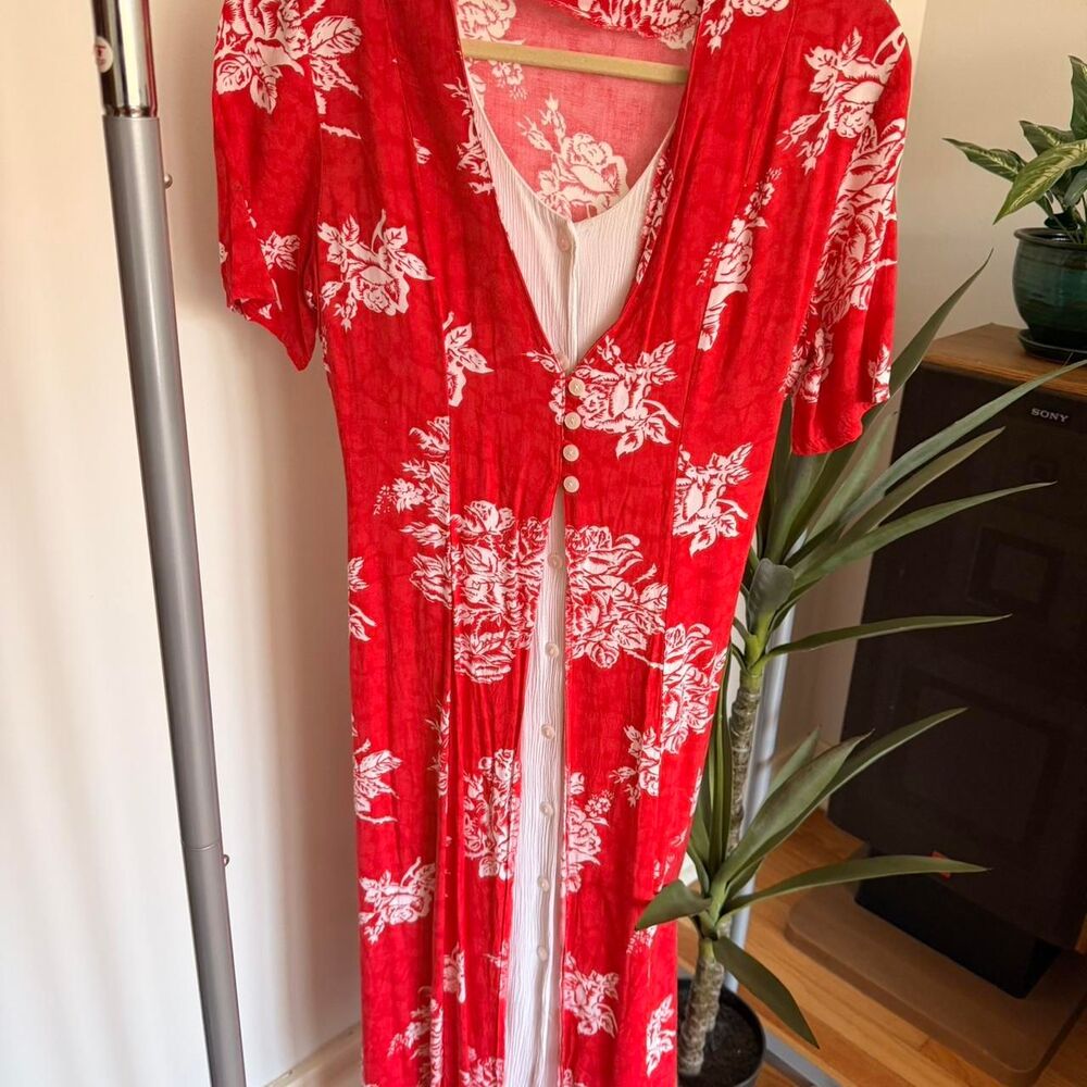 Vintage Women's Red Floral Dress